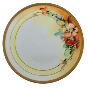 RS Germany Vintage Porcelain Plate 6.5" Hand Painted Red Pink Signed M E Geyer